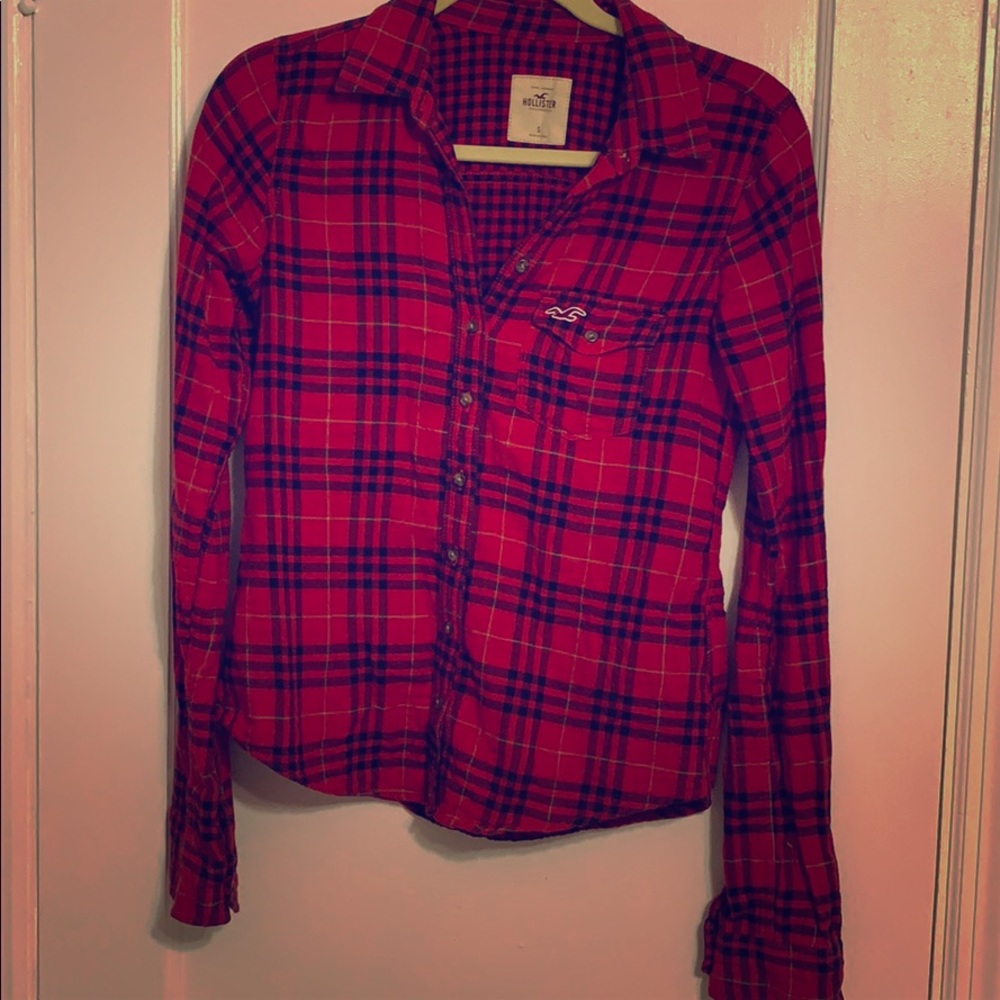Hollister button down, red plaid
